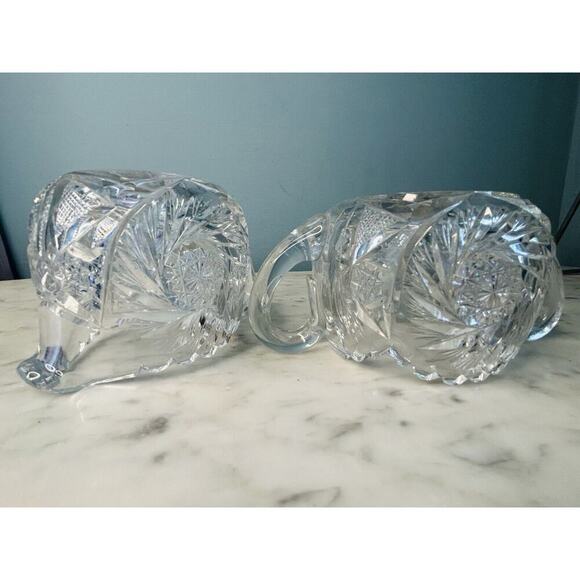 EUC American Brilliant Cut Crystal Glass Pinwheel Creamer Sugar Bowl Set ABP - Picture 8 of 16